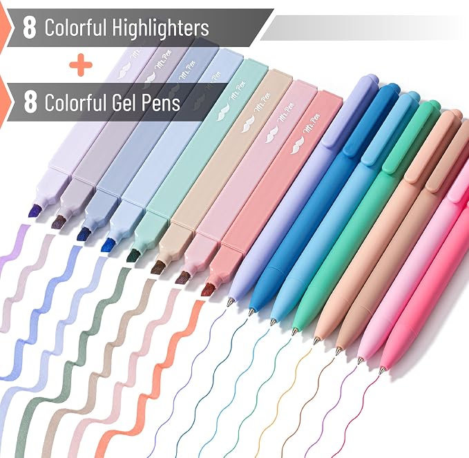 Mr. Pen- Aesthetic Highlighters and Gel Pens, 16 Pack | 200 Sheets Transparent - Image 2