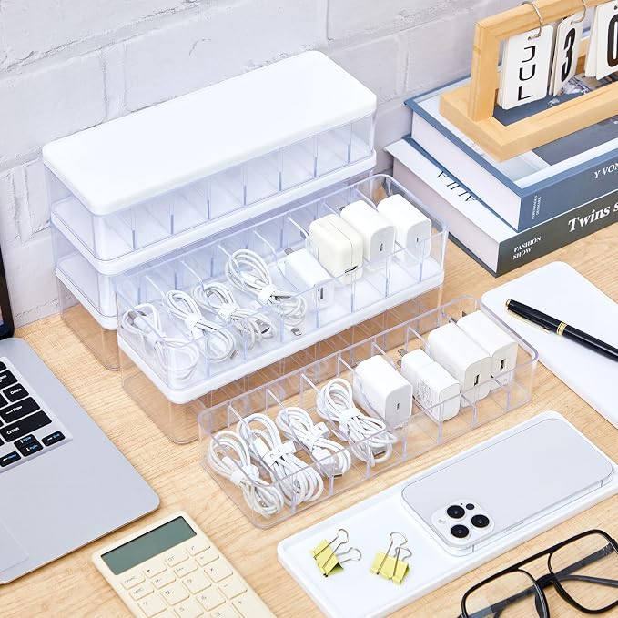 Tatuo 6 Pcs Cord Organizer for Drawer Desktop, Cable Organizer Box - Image 5