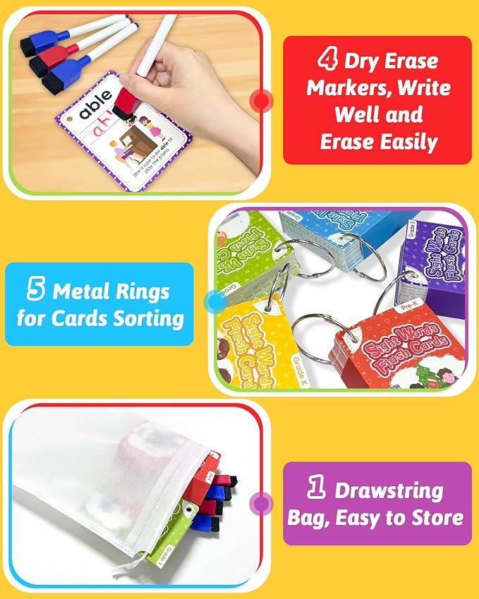 520 Sight Words Flash Cards Kindergarten, Dolch & Fry Sight Word Reading - Image 5