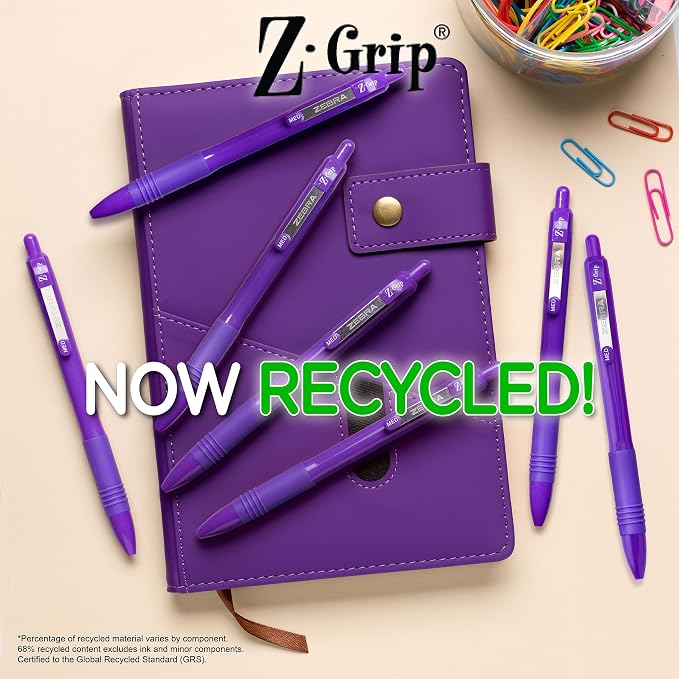 Zebra Pen Z-Grip Recycled Retractable Ballpoint Pens, Durable Metal Clip - Image 6