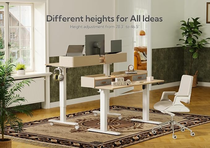 Claiks Standing Desk with Drawers, Adjustable Stand Up Electric Standing Desk - Image 6