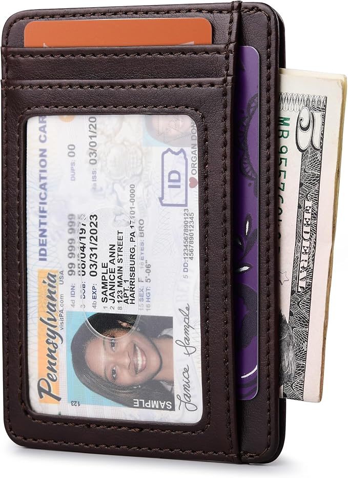 Buffway Slim Minimalist Front Pocket RFID Blocking Leather Wallets - Image 2