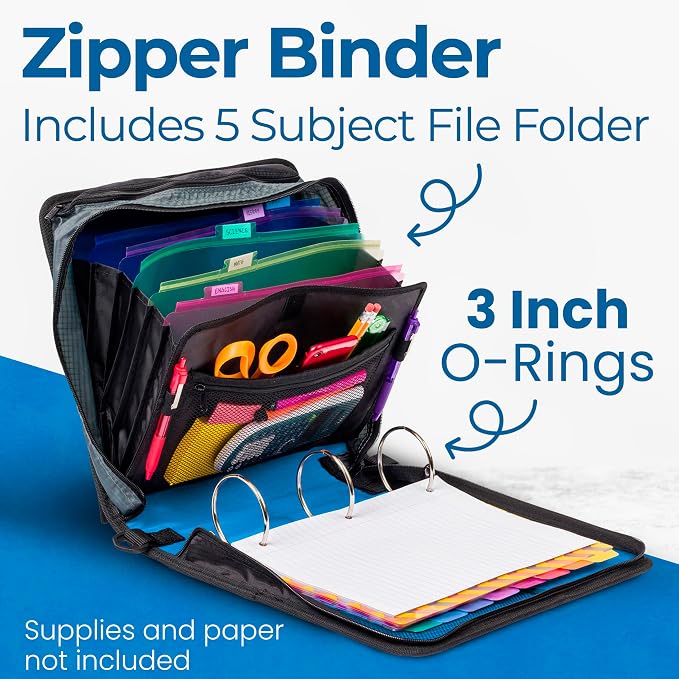 Case-it Mighty Zip Tab Zipper Binder, Expanding File Folder and Shoulder Strap - Image 2