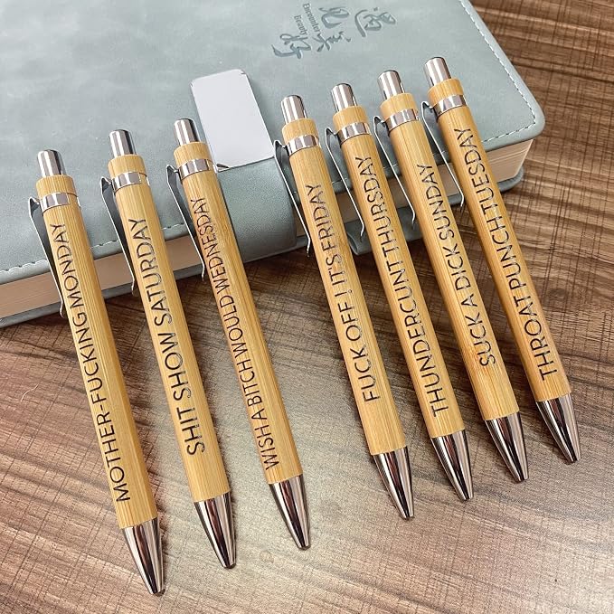 Cityhermit 7-Piece Funny Bamboo Pen Set - Image 2
