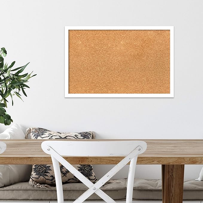 Amanti Art Natural Cork Board for Wall, 15x23 Vision Board with White Frame, Small Corkboard Office Decor for Home Organization, Modern Corkboard Pinboard to Display Items for Home Organization in-DeskLoop Office