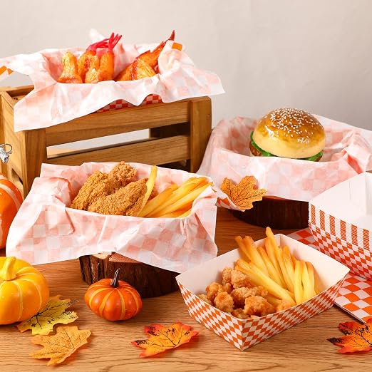 Geosar 100 Pcs Gingham Party Supplies Disposable Paper Food Trays Bulk - Image 5