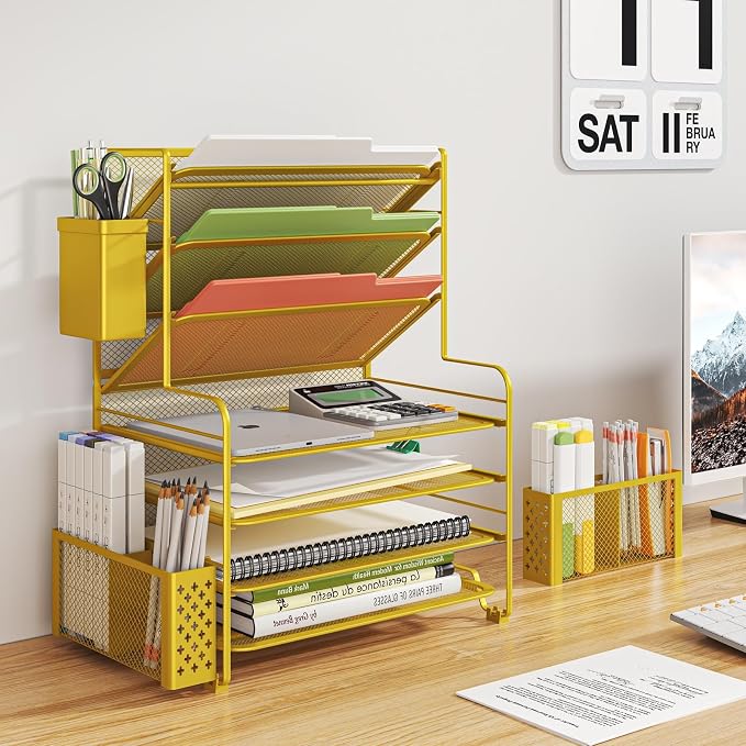 Simple Trending 7 Tier Desk File Organizer, Letter Tray Paper Organizer - Image 2