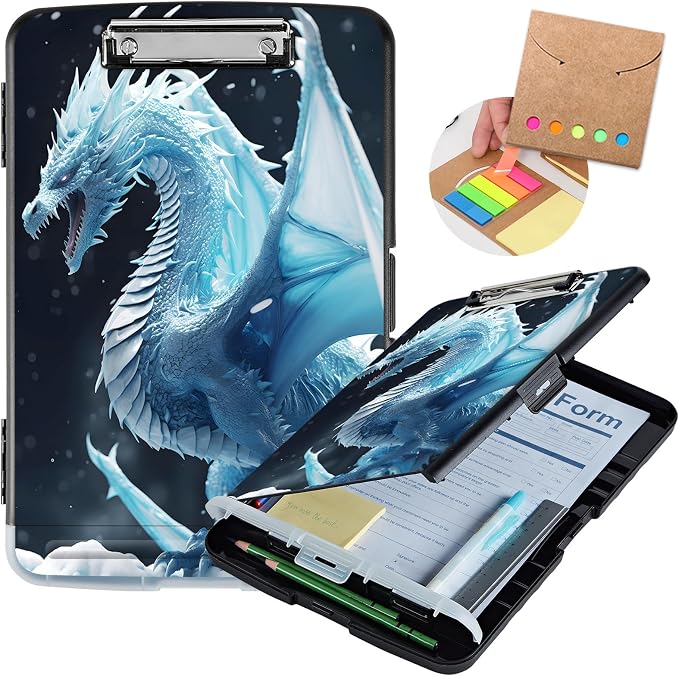 Snow Dragon Clipboard with Pen Holder by Unknown