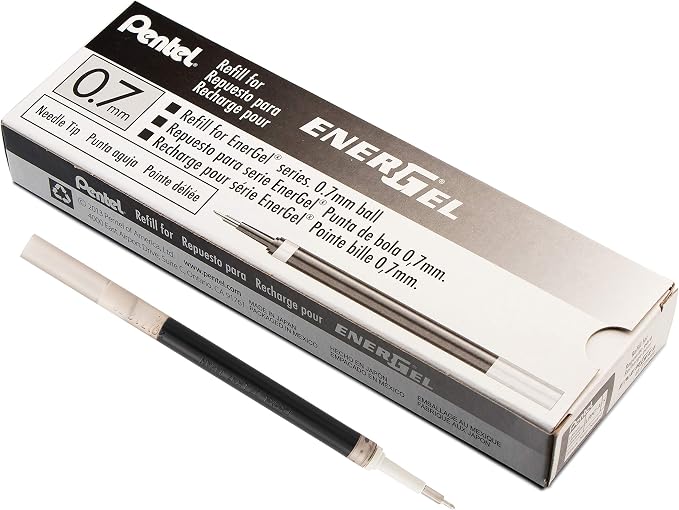 Pentel Refill Ink for EnerGel Liquid Gel Pen, Medium Line, Needle Tip, Box of 12 by PentelofAmerica