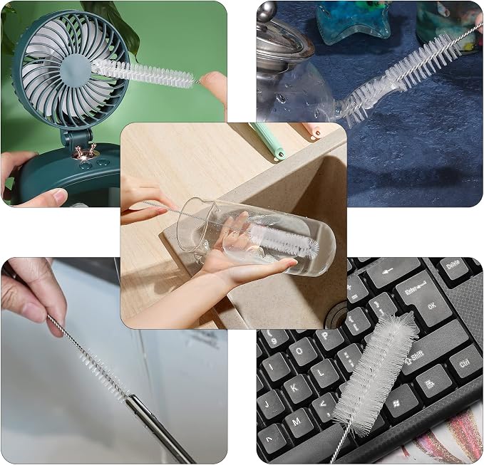 CiaraQ Bottle Cleaning Brushes, 8 Inch Nylon Tube Brush Set | White Cleaner - Image 6