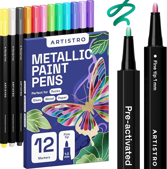 ARTISTRO 12 Metallic Paint Pens by ARTISTRO