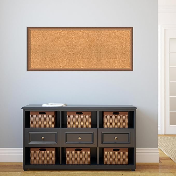 Amanti Art Natural Cork Board for Wall, 20x48 Vision Board with Bronze Frame, Oversize Corkboard Office Decor for Home Organization, Modern Corkboard Pinboard to Display Items for Home Organization-DeskLoop Office