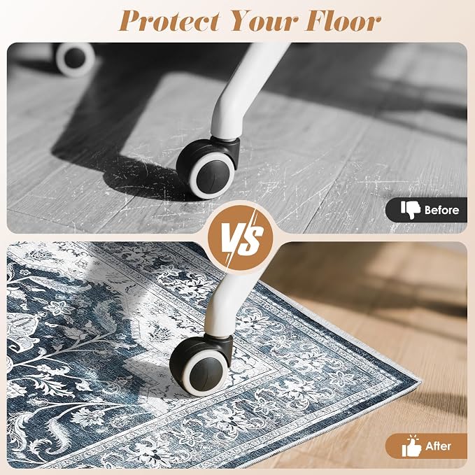 Office Chair Mat for Hardwood Tile Floor, Machine Washable Office Area Carpet - Image 5