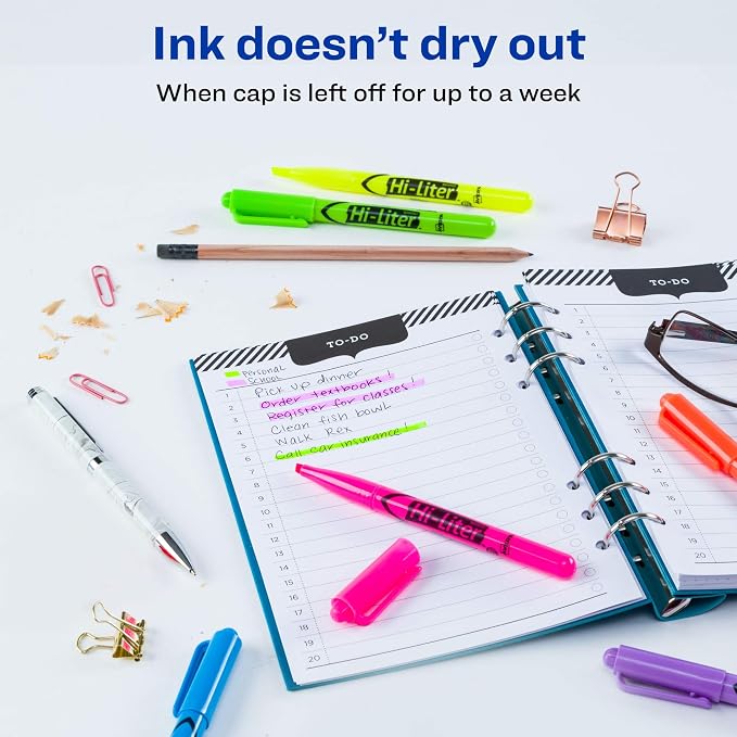 Avery Hi-Liter Pen-Style Highlighters, Smear Safe Ink, Chisel Tip, 6 Assorted - Image 4