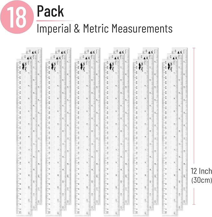 Mr. Pen- Plastic Rulers, 12 Inch, 18 Pack, Easy-to-Read Markings | - Image 2