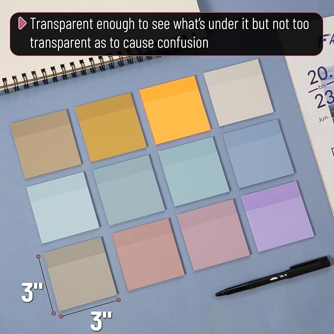 Mr. Pen- Transparent Sticky Notes, 12 Pads, 600 Sheets | See Through - Image 3