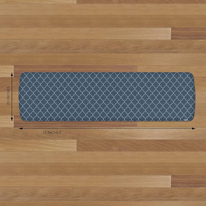 GelPro Elite Premier Anti-Fatigue Kitchen Comfort Floor Mat, 20x72", Lattice Indigo Stain Resistant Surface with therapeutic gel and energy-return foam for health & wellness-DeskLoop Office