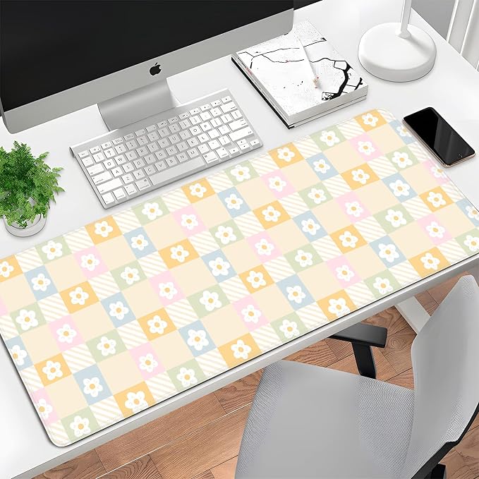 Cute Checkered Mouse Pad Large Desk Mat Extended Keyboard XL Mouse Pad Kawaii - Image 7