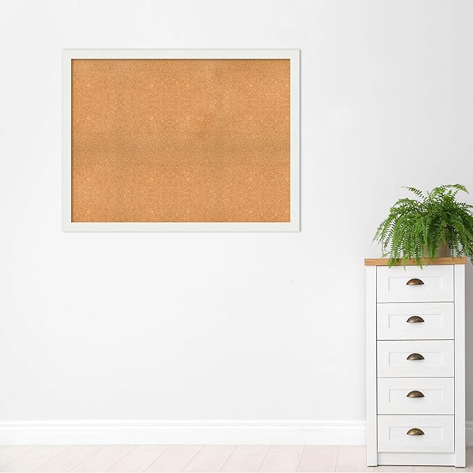 Amanti Art Natural Cork Board for Wall, 39x51 Vision Board with White Frame, Oversize Corkboard Office Decor for Home Organization, Casual Corkboard Pinboard to Display Items for Home Organization in-DeskLoop Office