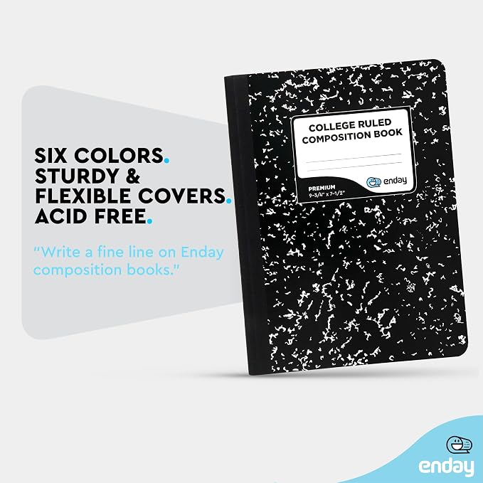 Enday Composition Notebook Hard Cover Marble composition notebook, 100 Sheets - Image 4