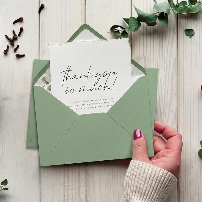 50 Pack 5 x 7 Inches Sage Green Envelopes Floral Pattern Invitation Envelopes - Image 7