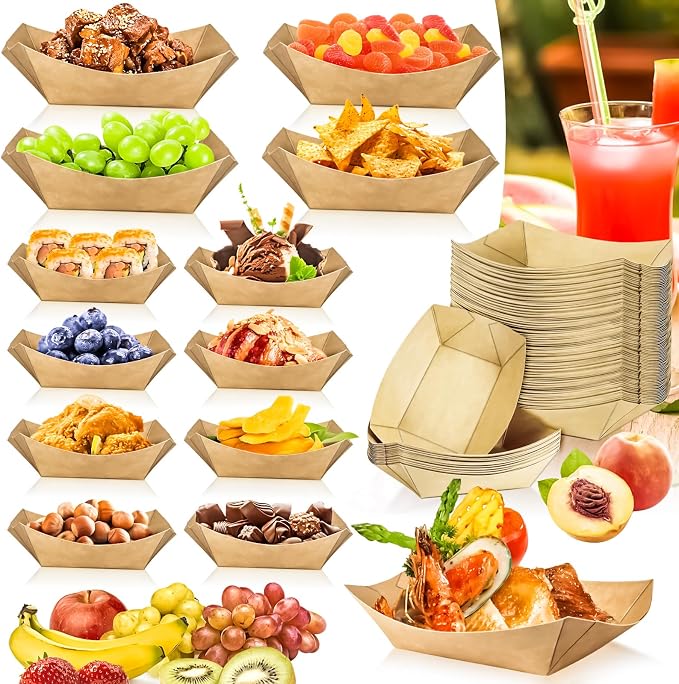 100 Pack 1Lb Paper Food Boat Trays Disposable Paper Boat Plates Containers - Image 4