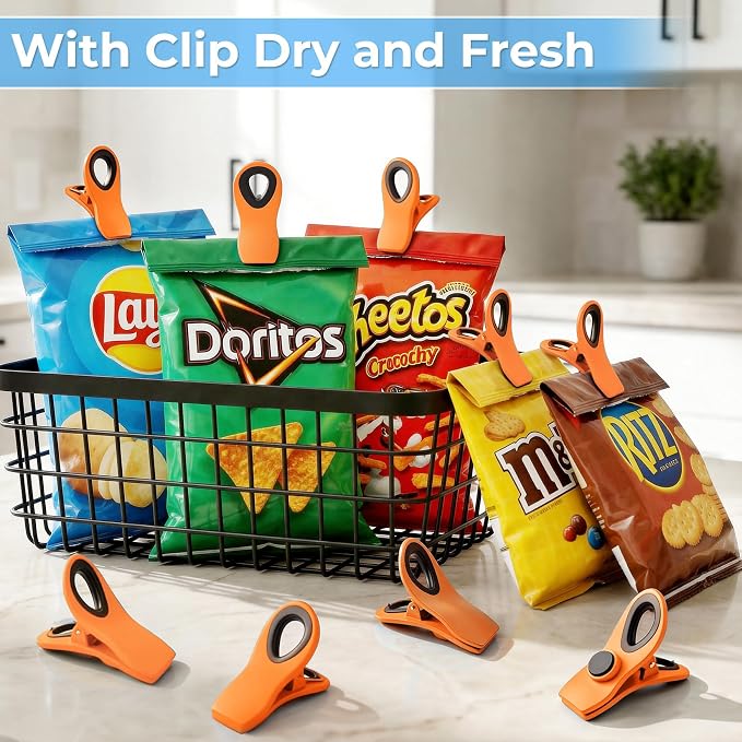 12 Pack Chip Clips, Bag Clips for Food, Magnetic Sealers for Chips and Other - Image 2