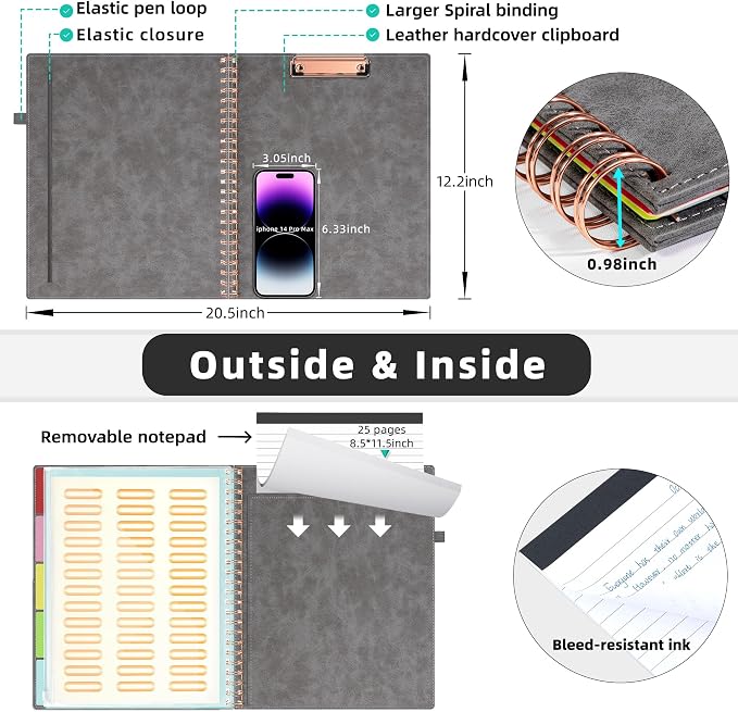 Ospelelf Grey Foldable Clipboard Folio - Image 3