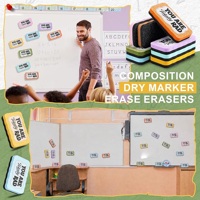 Lincia 8 Pcs Magnetic Dry Erase Erasers Composition Whiteboard Dry Erasers - Image 5