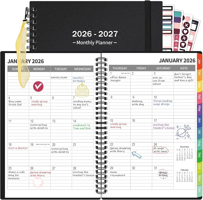 Monthly Planner 2026-2027, 18 Months Agenda Calendar Planner by Labterry