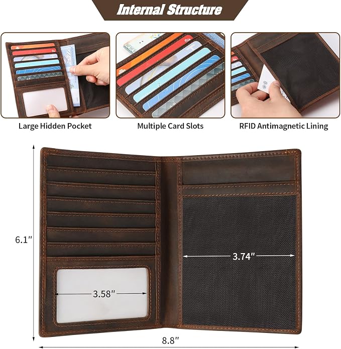 Jack&Chris Leather Passport Holder RFID Blocking Passport Travel Wallet Cover - Image 5