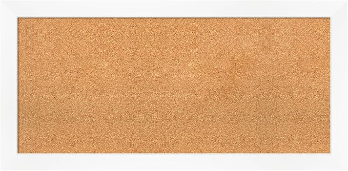 Amanti Art Natural Cork Board for Wall, 19x39 Vision Board with White Frame, Medium Corkboard Office Decor for Home Organization, Modern Corkboard Pinboard to Display Items for Home Organization in-DeskLoop Office
