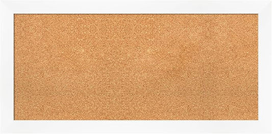 Amanti Art Natural Cork Board for Wall, 19x39 Vision Board with White Frame, Medium Corkboard Office Decor for Home Organization, Modern Corkboard Pinboard to Display Items for Home Organization in-DeskLoop Office