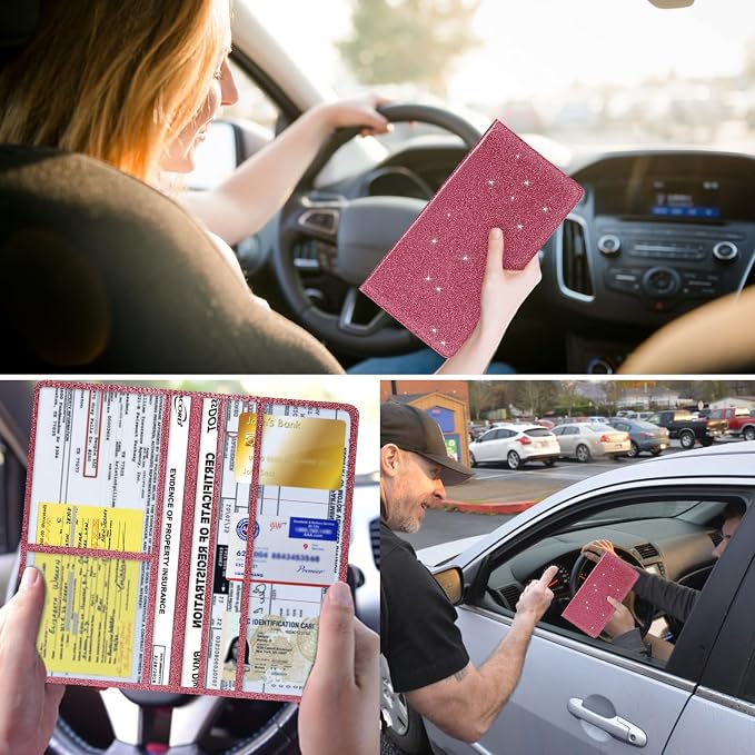 TILDOSAC 2Pack Leather Car Registration and Insurance Card Holder, Car Document - Image 4