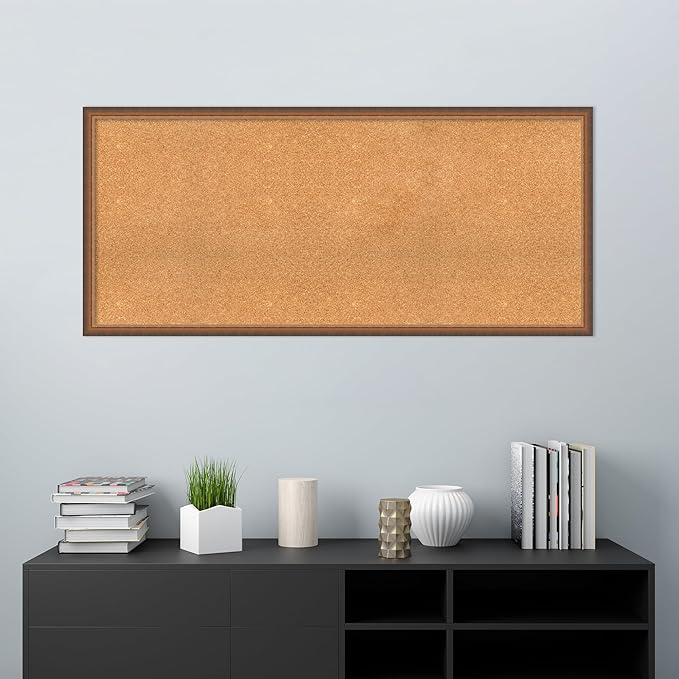Amanti Art Natural Cork Board for Wall, 26x58 Vision Board with Bronze Frame, Oversize Corkboard Office Decor for Home Organization, Modern Corkboard Pinboard to Display Items for Home Organization-DeskLoop Office
