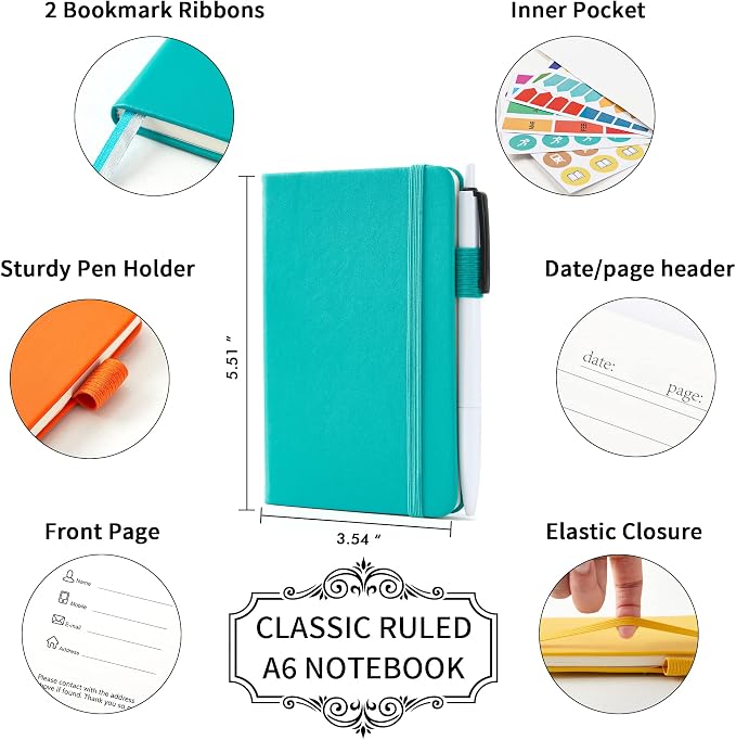 feela Pocket Notebook Journals, Mini Cute Small Hardcover College Ruled Notepad - Image 2