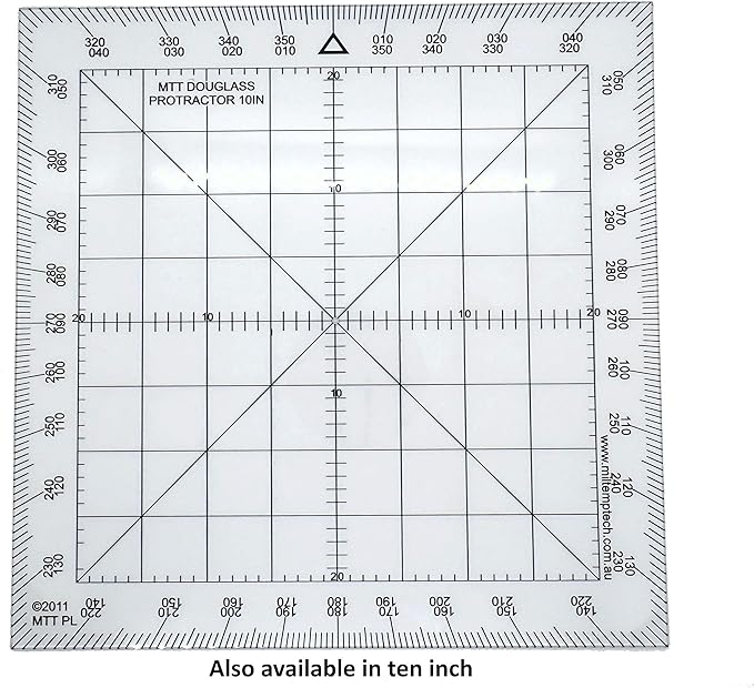 Douglas Protractor Graduated in Degrees for Angle Measurements and map Plotting for Outdoor, Marine or air Navigation, Hiking, Orienteering and Survival-DeskLoop Office