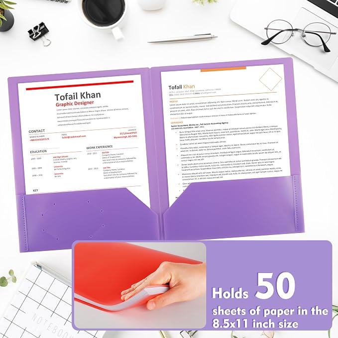 pmybupo 25Pack Purple Plastic Folders - Image 4