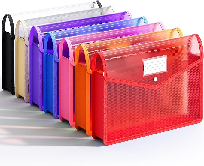 7 Pack Plastic Expanding File Folder, Transparent envelopes by XingDuing