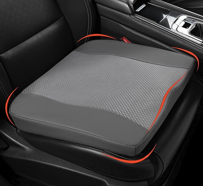 Car Seat Cushion, Comfort Memory Foam Car Cushions for Driving - Sciatica & Lower Back Pain Relief, Driver Seat Pillow for Auto, Office Chair, Wheelchair - Dark Grey-DeskLoop Office