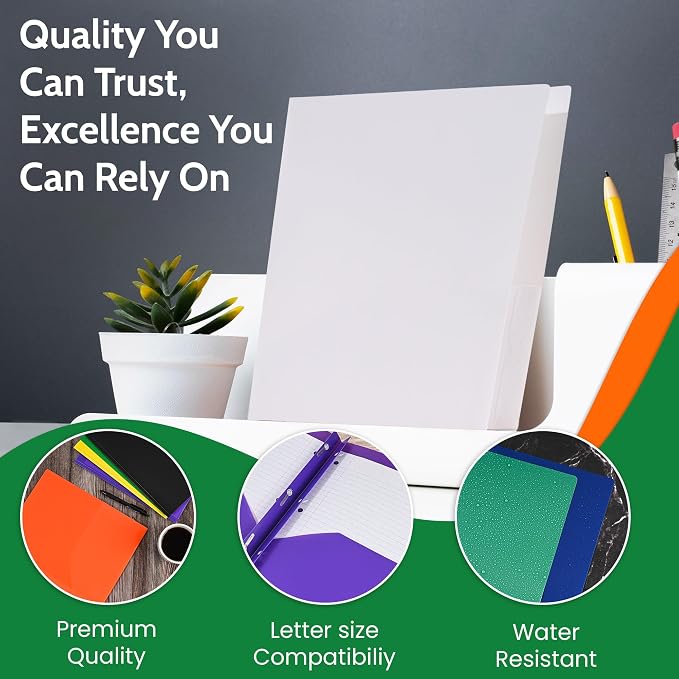 24 Pack White Plastic Folders - Image 2