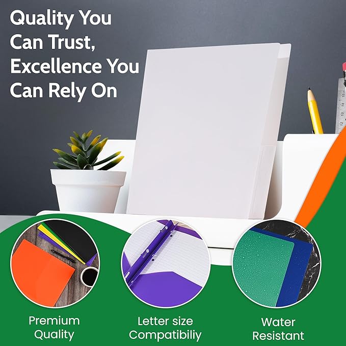 24 Pack Assorted Colors Plastic Folders - Image 3