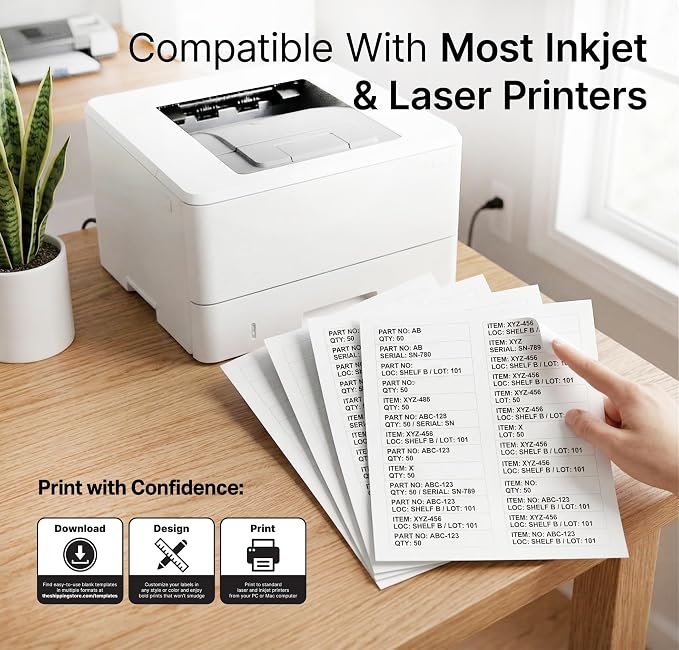 3 7/16" X 2/3" Matte White Printable Labels File Folder, Mailing Labels - Image 3