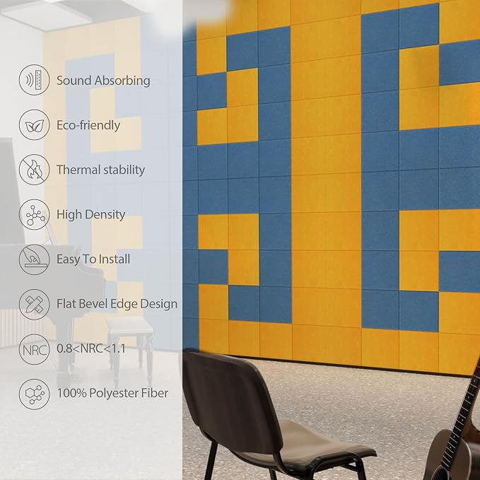 Amantech 12 Pack Acoustic Panels Self Adhesive Sound Proof Foam, High Density - Image 5