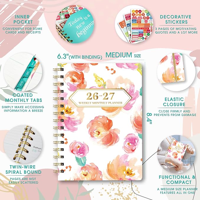 Planner 2026-2027 Weekly and Monthly Calendar Planner Jul 2026-Jun 2027 | - Image 5