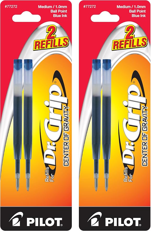 Pilot Dr. Grip Center of Gravity Ballpoint Pen Refills, Medium Point, 4 Refills by PilotCorporationofAmerica