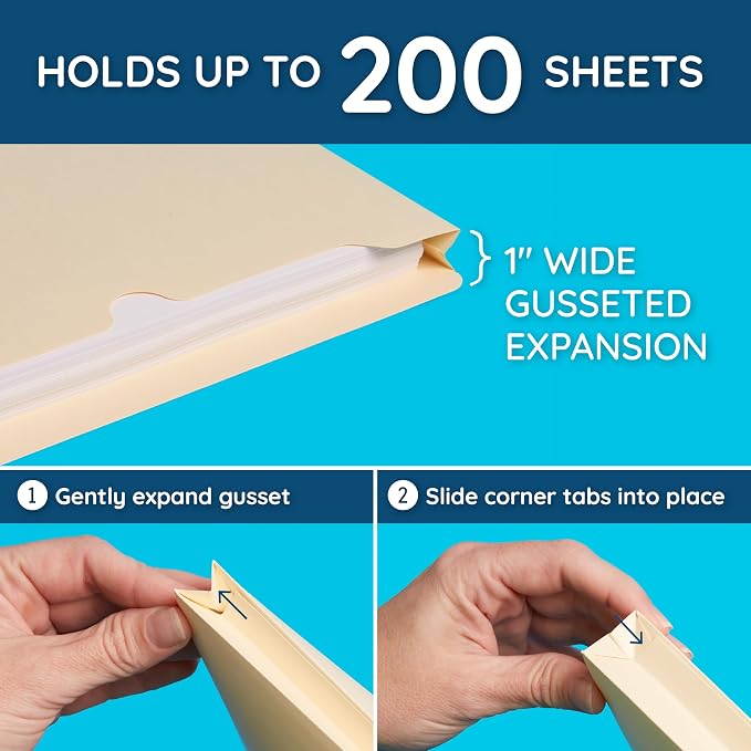 Blue Summit Supplies 1 Inch File Jacket Expansion, Pocket File Folders Letter - Image 3