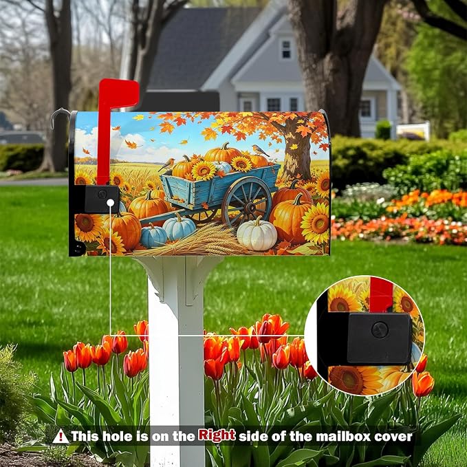 Fall Pumpkin Mailbox Covers Magnetic Standard Size Thanksgiving Sunflower - Image 2