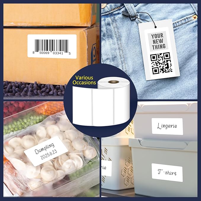 L LIKED 4" x 2" Direct Thermal Labels, Permanent Adhesive Barcode Shipping Labels & Compatible with Rollo, Zebra and Other Desktop Printers (1 Roll, 750 Labels)-DeskLoop Office