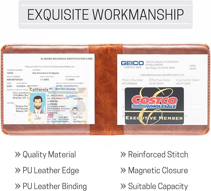 CANOPUS Car Registration and Insurance Holder, Magnetic Closure, Embossed Card - Image 4